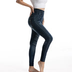 High Waist Faux Denim Jean Leggings Slim Elastic Seamless Skinny Pencil Pant Summer Female Workout Fashion Denim Jeans Leggings