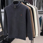 Luxury Quality Men Long-Sleeved Knitwear Mock Neck Half-Zip Thicken Horse Embroidery Spring New Pullover Fashion Casual MensWear