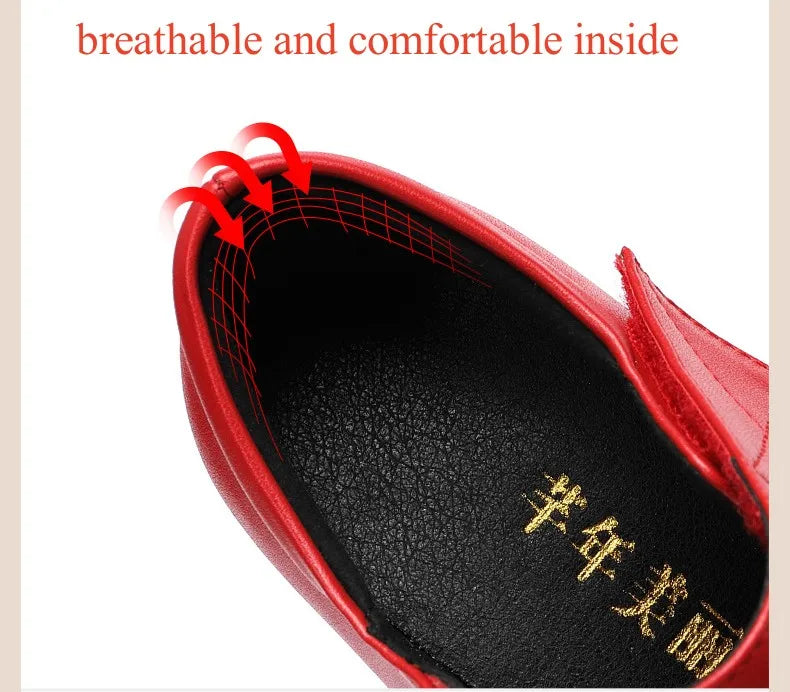 6cm Small Size 32-43 Comfortable Med Heels Pumps Soft Leather Mary Janes 2026 Women's Platform Wedges Shoes for Office Mom Dance