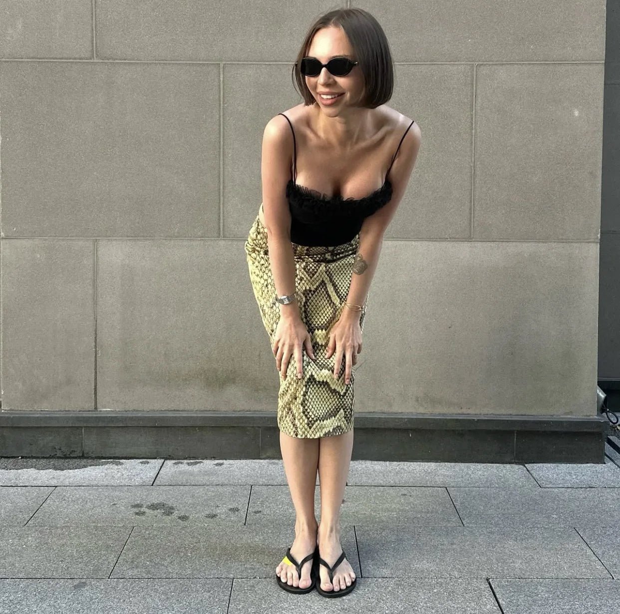 Tossy Snakeskin Printed Fashion Skirt Women's High Waist Slim Contrast Patchwork Commute Streetwear Female Vintage Y2k Skirt
