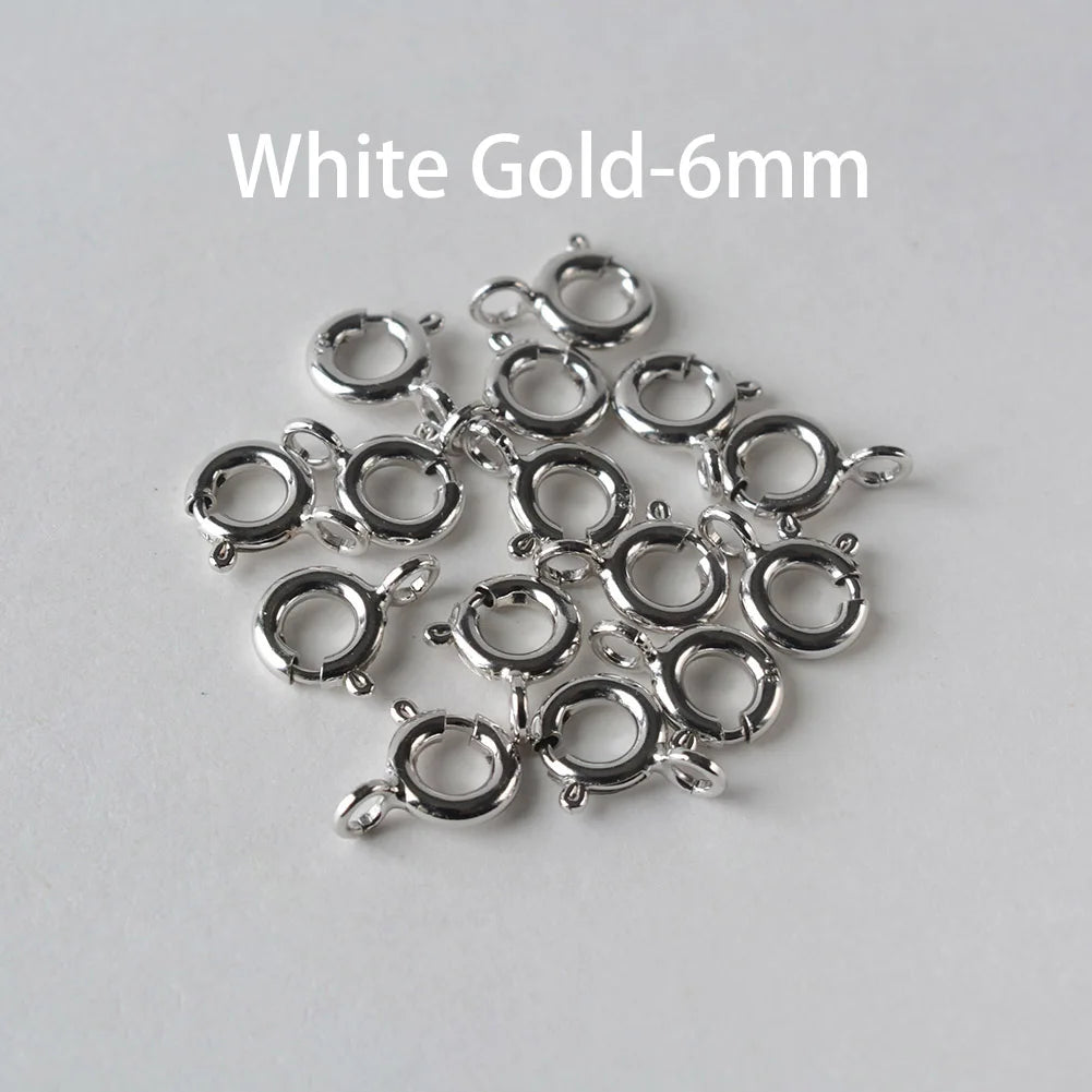 925 Sterling Silver Spring Ring Clasp with Open Jump Ring, 5-8mm Spring Ring Clasps with Open Ring For Jewelry Making Findings
