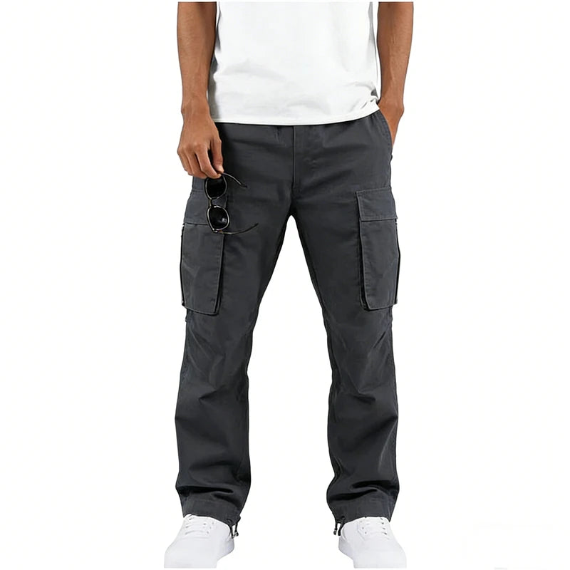 Men's Tactical Cargo Pants Multi Pocket Straight Leg Drawstring Waist Outdoor Hiking Work Casual Daily Street Travel Trousers