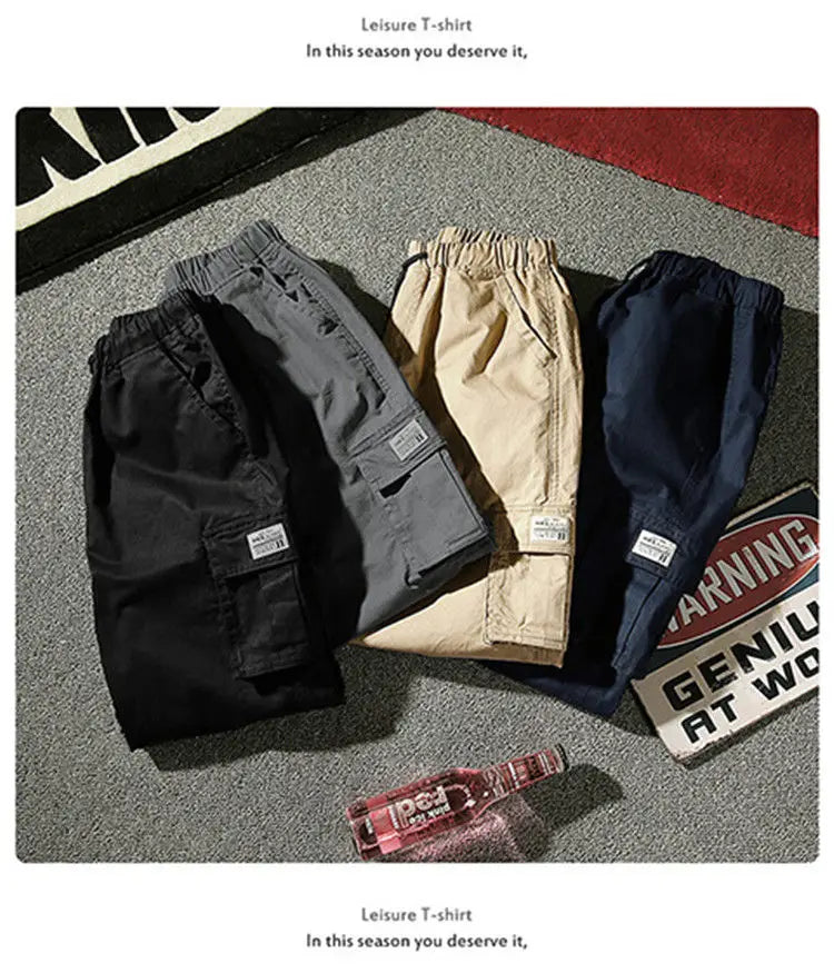 Camouflage Cargo Pants Men Cotton Streetwear Korean Hip Hop Joggers 7XL Loose Fit Casual Trousers Multi-Pockets Elastic Waist