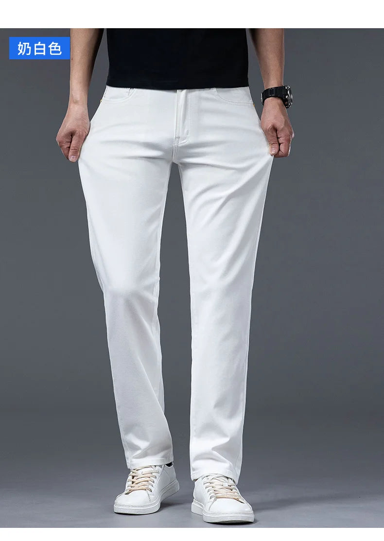 2026 Y2k Pants Men Thin Lyocell Spring Summer Classic Korean Youthful Vitality Men's  Jeans Lightweight Stretch Trousers