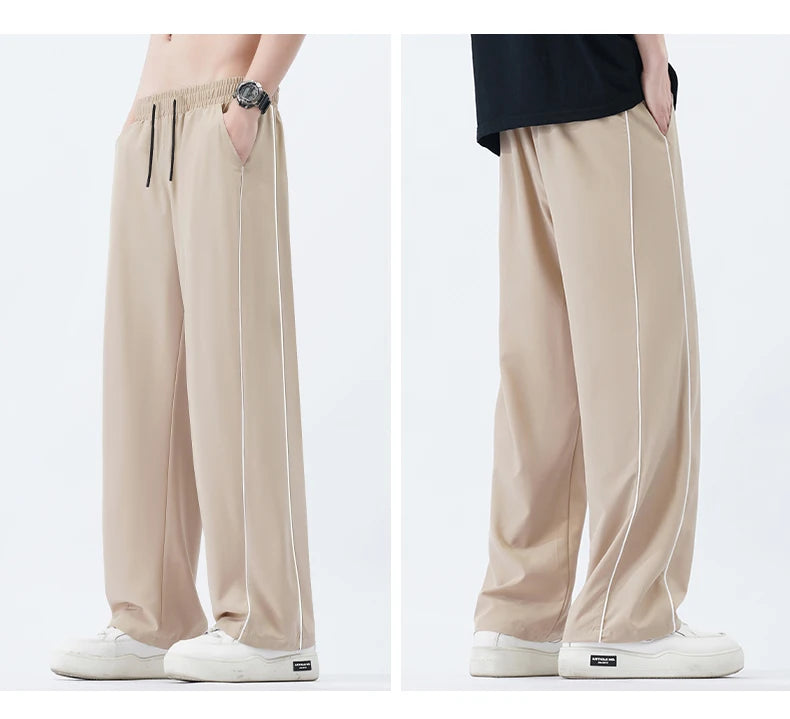 Summer Men Sweatpants Joggers Straight Pants Neutral Breathable Loose Outdoor Quick Drying Fabric Fitness Pants Casual Trouser