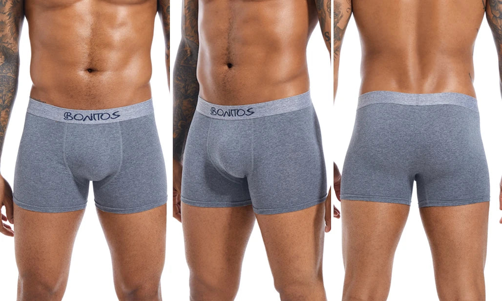 5pcs Men's Panties Cotton Boxer Briefs Letter Elastic Band Men Underpants Classic Solid Color Boxers Underwear For Man BONITOS