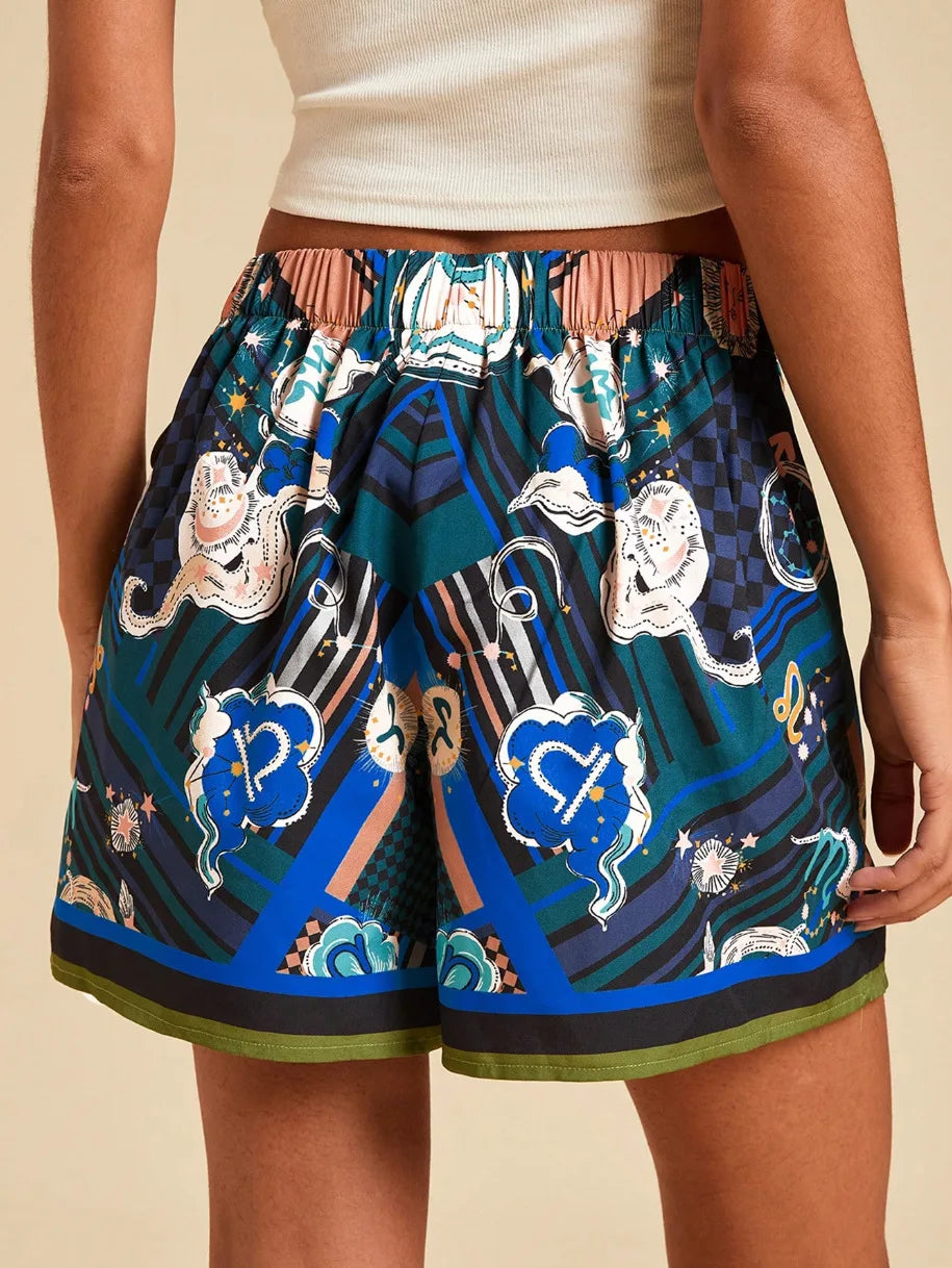 Women's Fashion Minimalist Shorts Tropical Vacation Elegant Casual Printed High Waist Shorts Spring Summer Beach Daily Pants