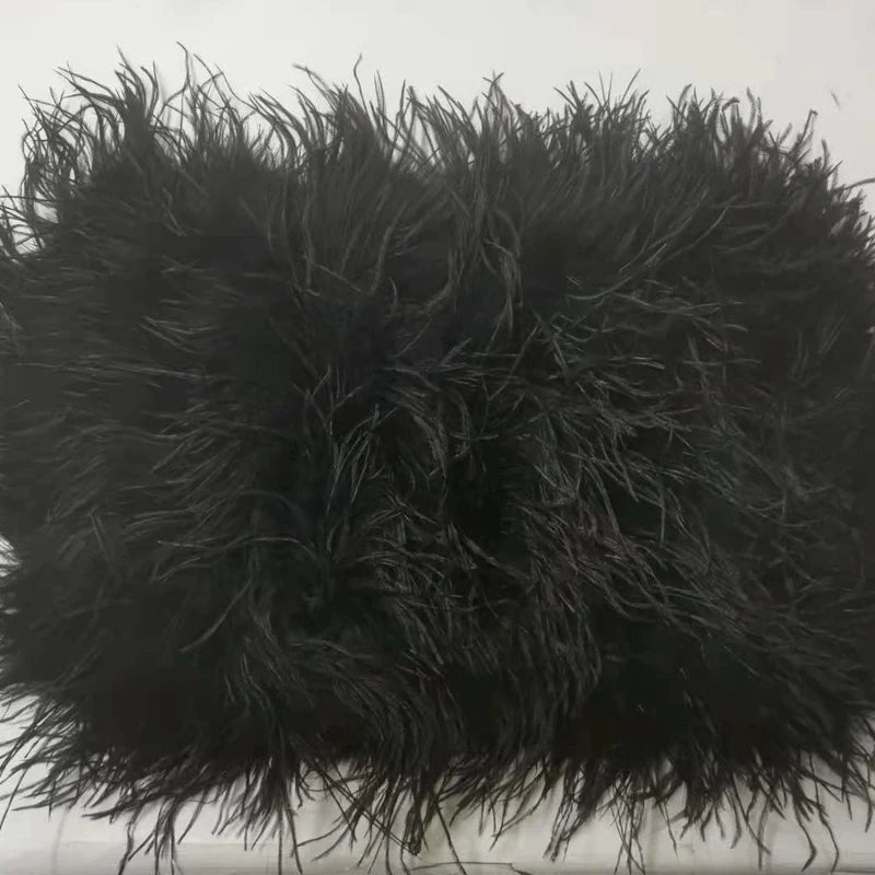True ostrich feather Multicolor Mini Skirt Elastic Waist  Sexy Clothing Club Party Dance Rave Short Skirt Note select 3 colors