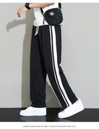 Summer New Men Sweatpants Joggers Straight Pants Neutral Breathable Loose Outdoor Quick Drying Fabric Striped Casual Trouser