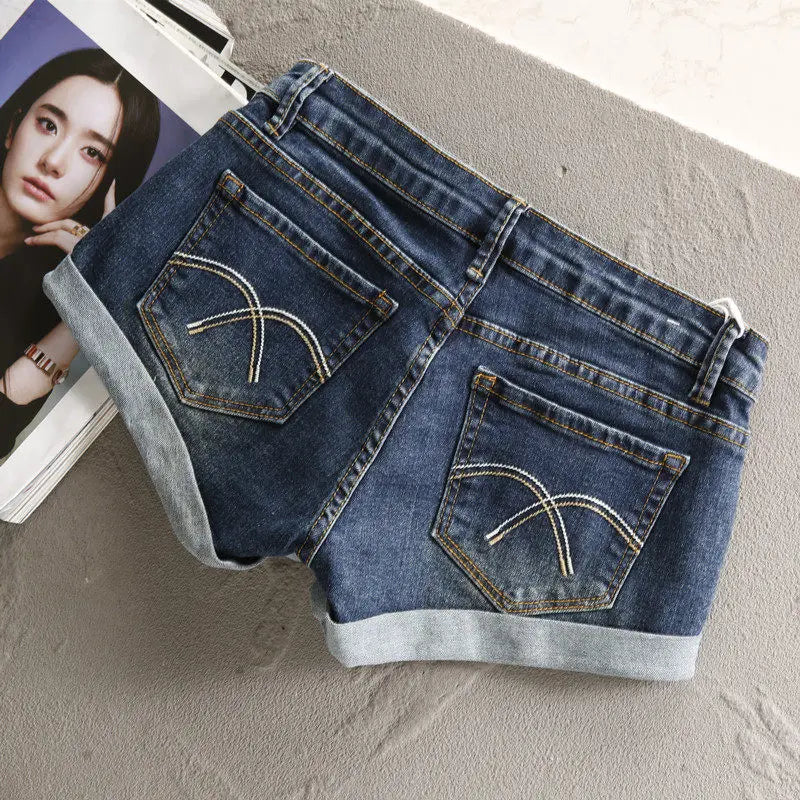 Low Waist Y2k Shorts Denim Slim Stretch Hip Sexy Super Short 2026 Summer Micro Mini Curled Booty Shorts