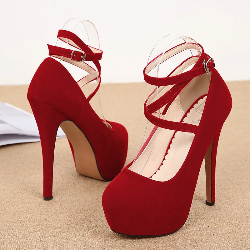 Summer New European American Fashion Cross Ankle Strap High Heels For Women Night Club Party Dress Shoes Comfortable Elegant