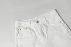 Urban Street Mens Slim Fit Flared Jeans White Black Distressed Jeans Overall Y2k Solid Color Washing Skinny Jeans Men Ripped