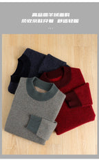 100% pure cashmere men's high-end brand semi-high neck thickened business casual autumn and winter mid-high neck base sweater