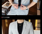 Men's Summer New Slim Fit 3/4 Sleeve Blazer Set Thin Seven-Point Sleeve Suit Outfit Casual Business Two-Piece Set