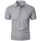 Men's running sports fitness wear summer high stretch vertical short-sleeved POLO shirt slim knit base shirt