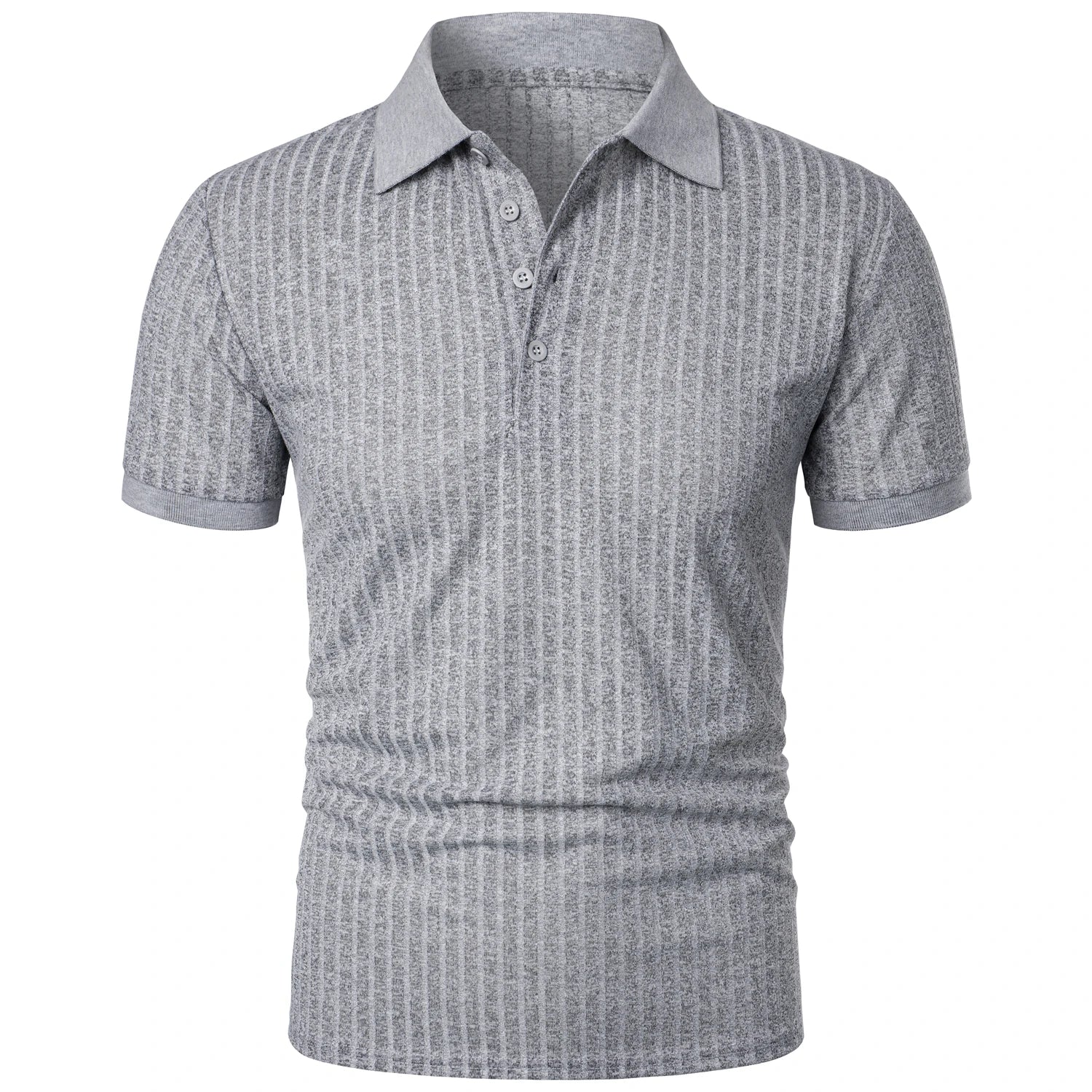 Men's running sports fitness wear summer high stretch vertical short-sleeved POLO shirt slim knit base shirt