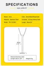 Vnox 3D Vertical Bar Necklaces for Men, Layering Stainless Steel Geometric Pendant, Layered Wheat Rope Cuban Chain, Boy Collar