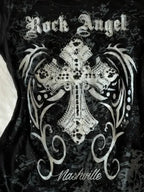 Women T-shirts y2k Clothes Slim Goth Print Streetwear Punk Cross O-Neck Harajuku Vintage 2000s Grunge Short Sleeve Tops Tees
