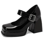 Women's High Heels Pumps Mary Jane Shoes Platform Pink Black Wine Red White Block Heeled Working Party Dance Wedding Shoe Female