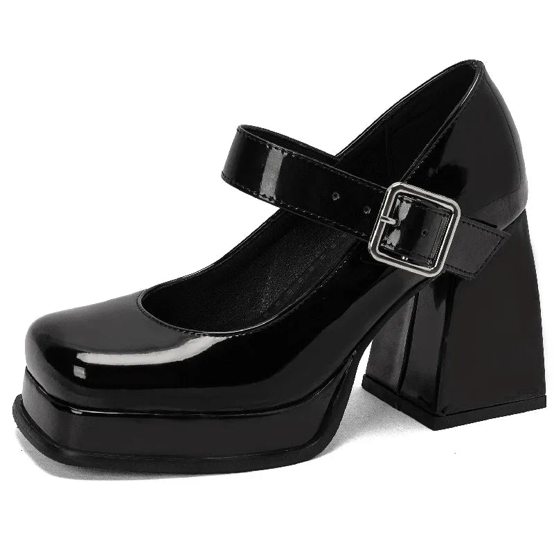 Women's High Heels Pumps Mary Jane Shoes Platform Pink Black Wine Red White Block Heeled Working Party Dance Wedding Shoe Female