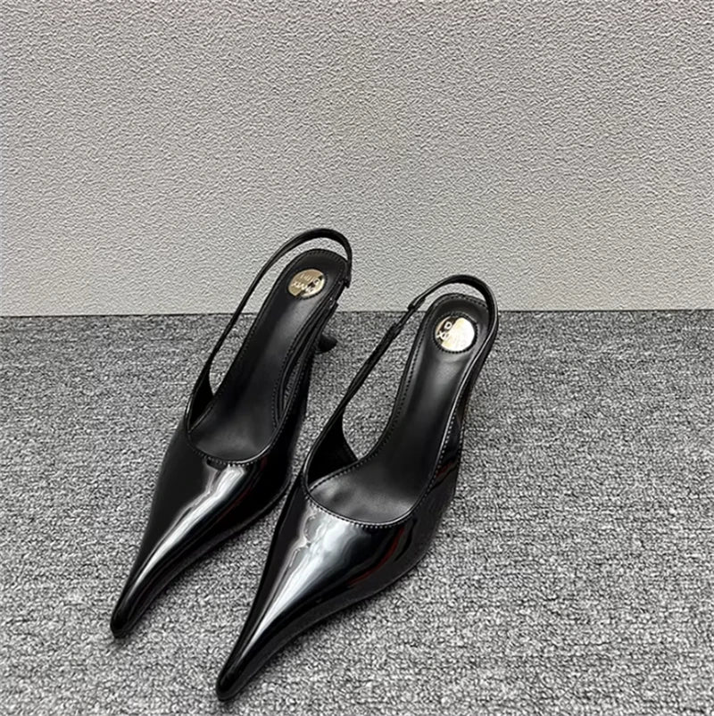 Women's Designer Heels Patent Leather Pointed Toe Sculptural Thin High Heels Sandals Pumps Runway Chic Luxury Party Dress Shoes