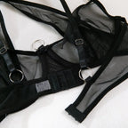 Toucheart Sexy Floral Embroidery Underwear Steel Ring Bra Lace Mesh Sexy Webbing Hollow Waistband Hanging Erotic Lingerie Suit