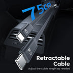 Toocki 105W Car Charger USB C Retractable Cable 0.75m PD 45W QC 3.0 SCP SFC2.0 PPS Fast Charging for iPhone 17 16 Samsung Tablet