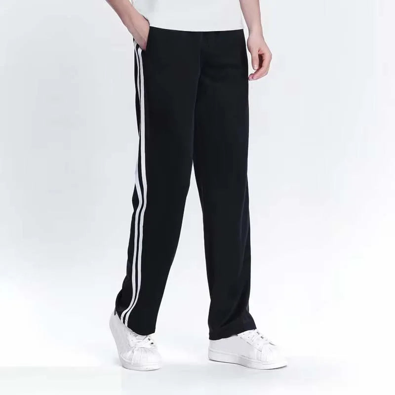 2024 Spring Summer Men's Casual Sweatpants Men Basic Trousers Tracksuit Side Stripe Slim Breathable Sportswear Track Pants