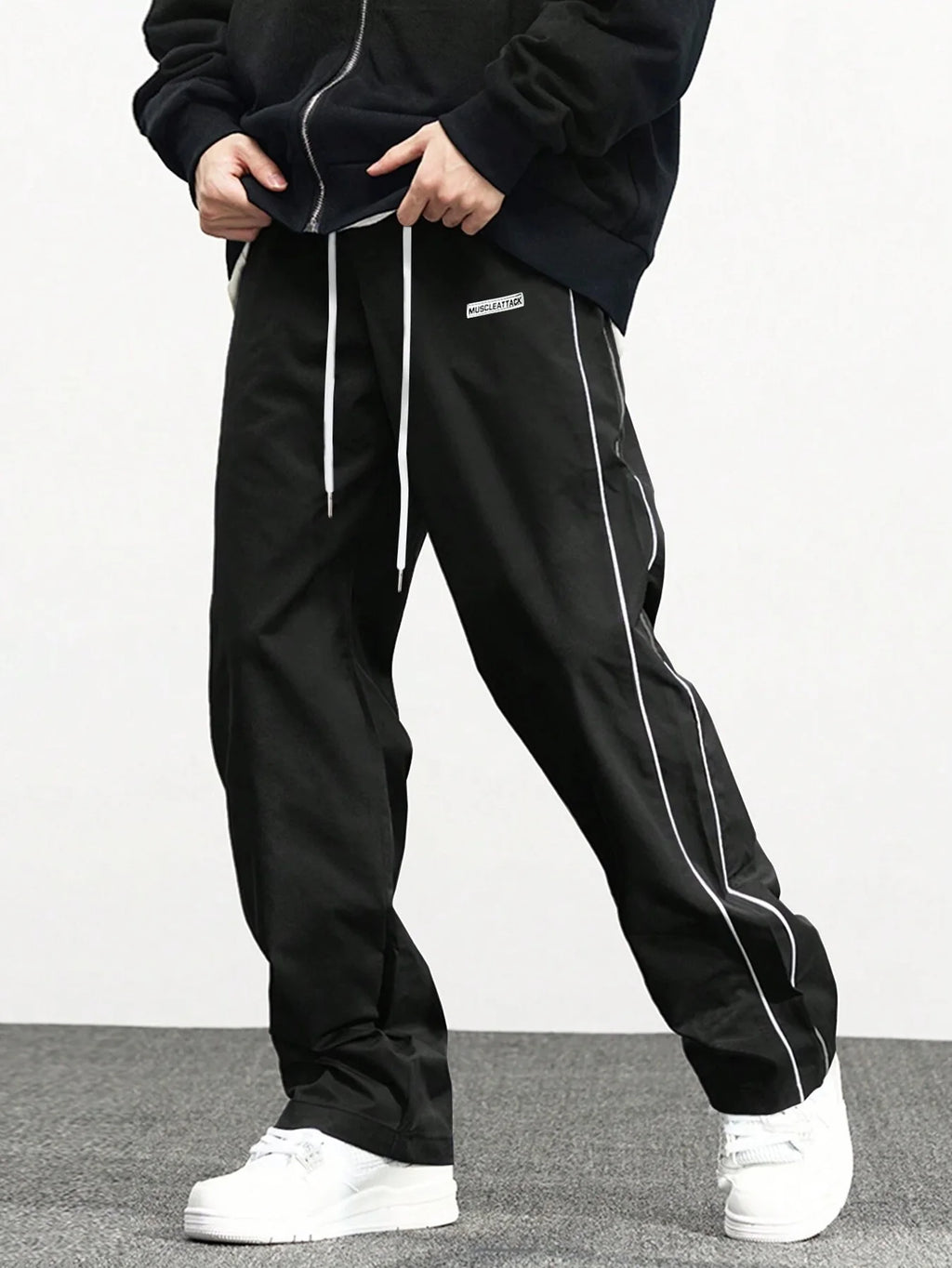 Men's Casual Sweatpants Solid Color Sports Pants Summer Autumn Lightweight Cargo Trousers High Street Loose Straight Trousers