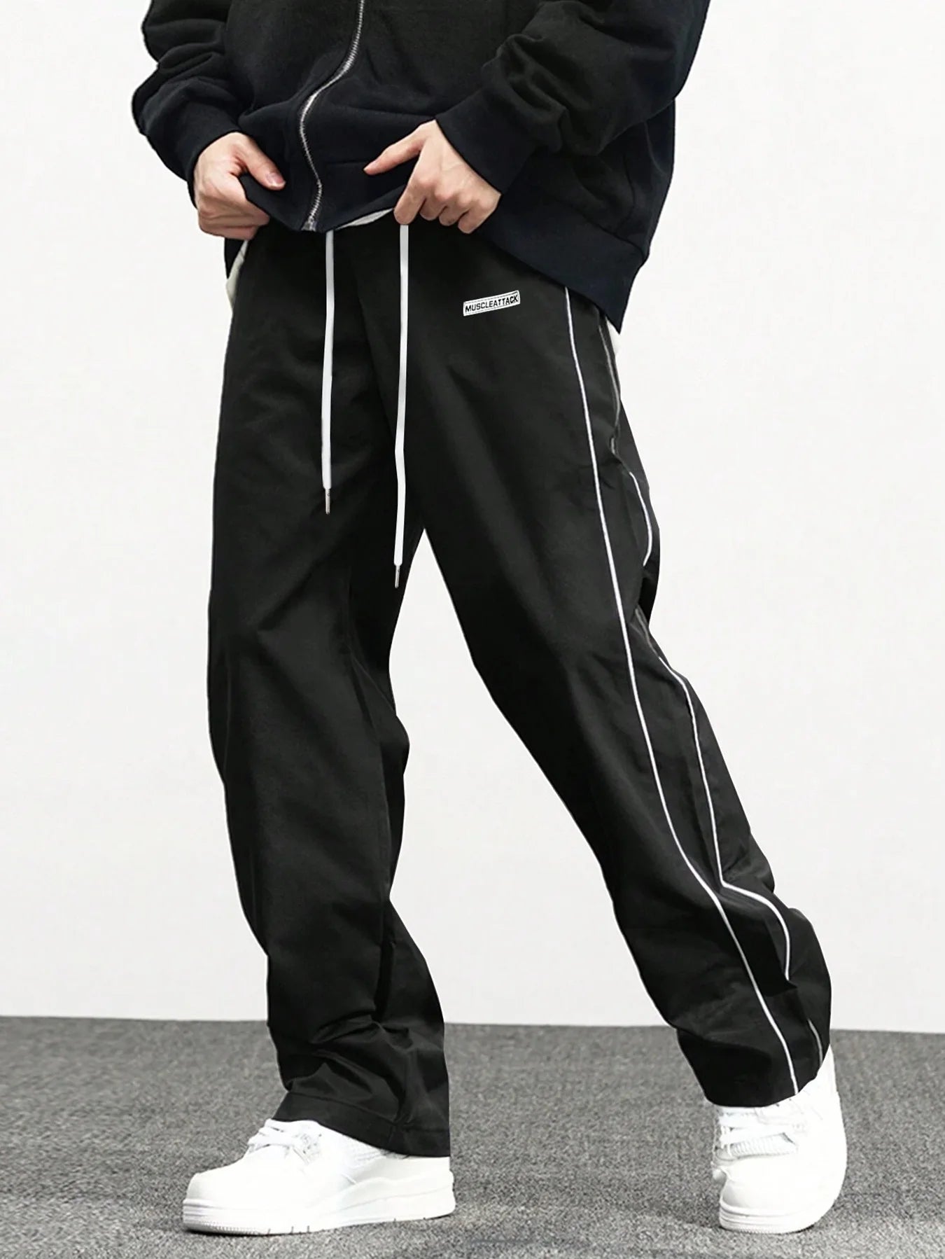 Men's Casual Sweatpants Solid Color Sports Pants Summer Autumn Lightweight Cargo Trousers High Street Loose Straight Trousers