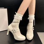 Thin High Heel Women Mary Jane Shoes Concise Shallow Belt Buckle Shoes Spring Autumn Ladies Elegant Wedding Dancing Pumps