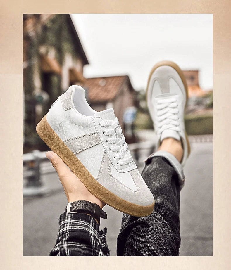 Invisible Height-Increasing Shoes 8cm German Training Shoes for Men, Summer Breathable Casual Sneakers, Genuine Leather Retro Versatile Forrest Gump Shoes 6cm