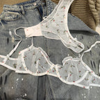 Fashion Floral Prints Women Lingerie Set Fashion Sexy Lace Bra French Ultra Thin Breathable Intimates Bralette Soft Underwear