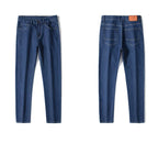 2026 Stretch Men's Fitted Straight Jeans Korean Youthful Vitality Spring Summer Thin Breathable Cotton  Lightweight Trousers