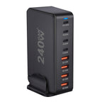 240W GaN desktop charger with 8 USB-C ports, supports PD 3.0 fast charging and is compact & portable