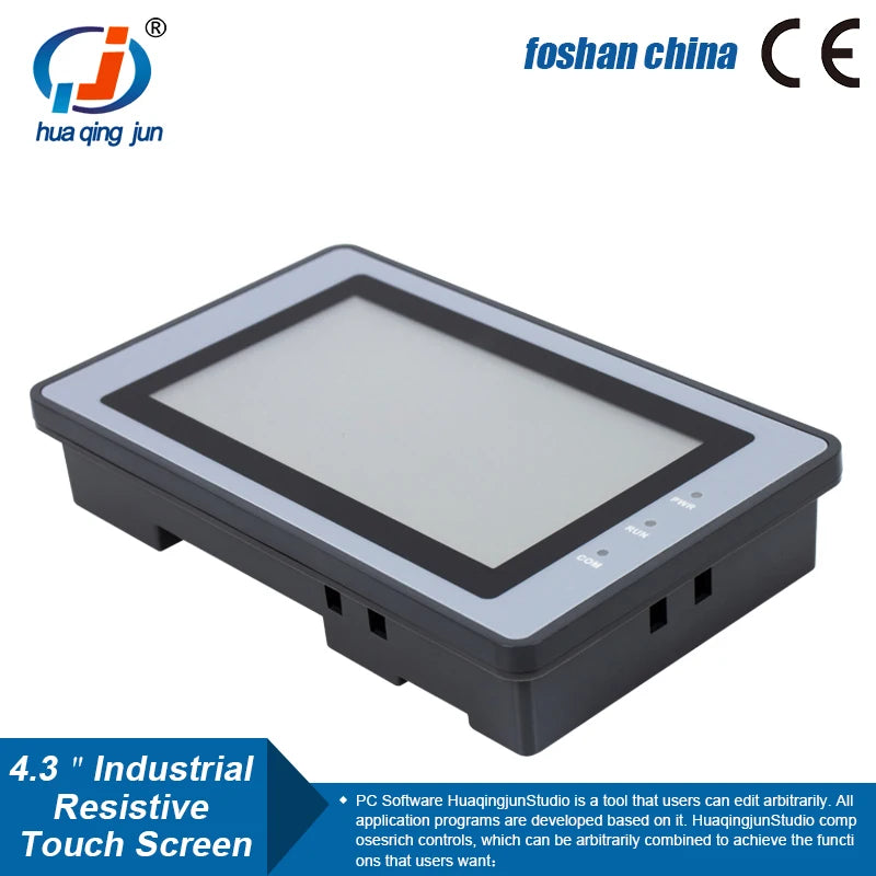 Huaqingjun 4.3 Inch LCD Touch Screen Ethernet RS485 232 Communication DC19-30V LAN RJ45 HMI for PLC