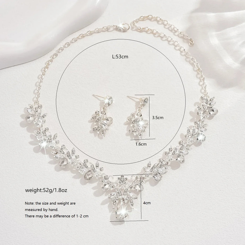 3pcs New Fashion Necklace Sets for Women Waterdrop Collar Choker Necklace Earring Jewelry Set for Prom Birthday Bridal Wedding