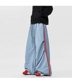 American Striped Quick - Drying Relaxed Pants for Men, Straight - Leg Wide - Leg Cargo Design Streetwear Couple's Work Trousers