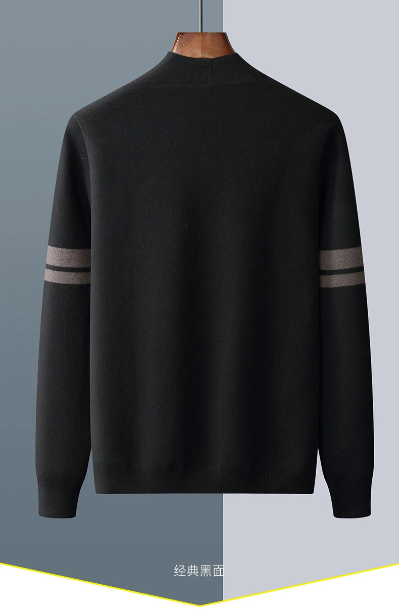 Autumn And Winter New Casual Wool Knit Cardigan Men's Fashion V-Neck Solid Color Shirt Loose Sweater Coat