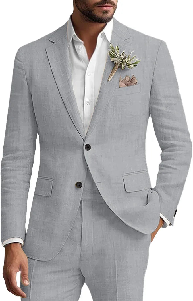 Men's Two-piece Linen Business Casual Suit Groom's Wedding Banquet Dress  man suits