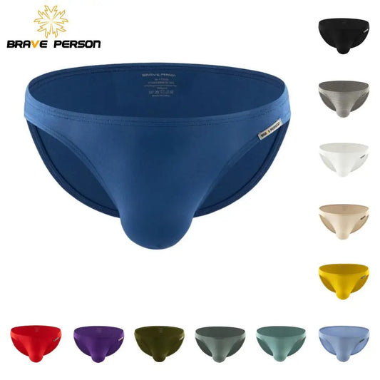 BRAVE PERSON Men's Modal Briefs Sexy Underwear Low-rise Solid Underpants 12 Colors Briefs for Man