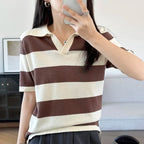 WinvyNee Summer Half Sleeved Women's Solid Polo Shirt Casual Cotton Striped Top T-shirt Women Clothing Casual Knitted A1002022