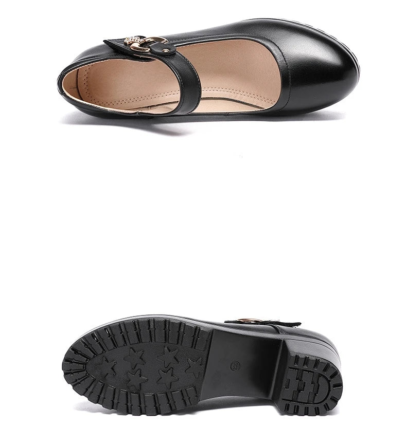 Small Big Size 32-43 Block Heel Platform Shoes 2026 Fall Spring Med Heels Pumps Ladies Wedding Work Shoes for Office