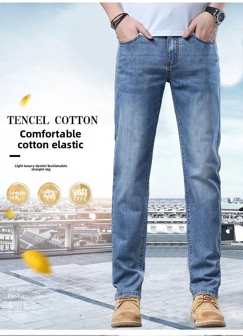 2026 Brand Best Price Comfort Straight Denim Pants Men's Jeans Business Casual Elastic Male High Quality Trousers