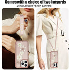 For iPhone 16 15 14 Pro Max Plus Case, Wallet with Card Holder, Cute Flower Design Crossbody Purse, Magnetic Kickstand Cover