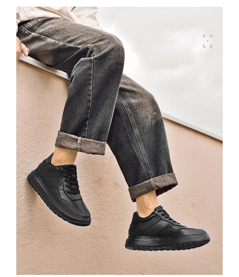 Men Genuine Leather Height Increasing Elevator Shoes Men non-slip BreathableElevator shoes Man Sneakers Comfortable Casual Shoes