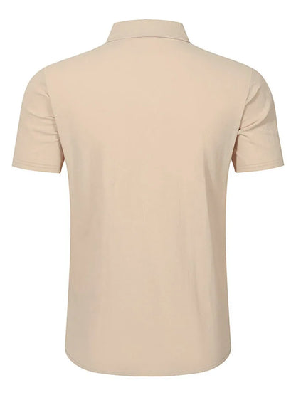 Men's Linen Blend Short Sleeve Button Down Shirt Casual Beach Top with Chest Pocket Breathable Lightweight Summer Shirts for Men
