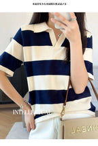 WinvyNee Summer Half Sleeved Women's Solid Polo Shirt Casual Cotton Striped Top T-shirt Women Clothing Casual Knitted A1002022
