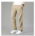 Mens Cotton Pants Spring Summer Sports Casual Pants Cargo Trousers Loose Fit with Zipper Pockets Big Size 5XL