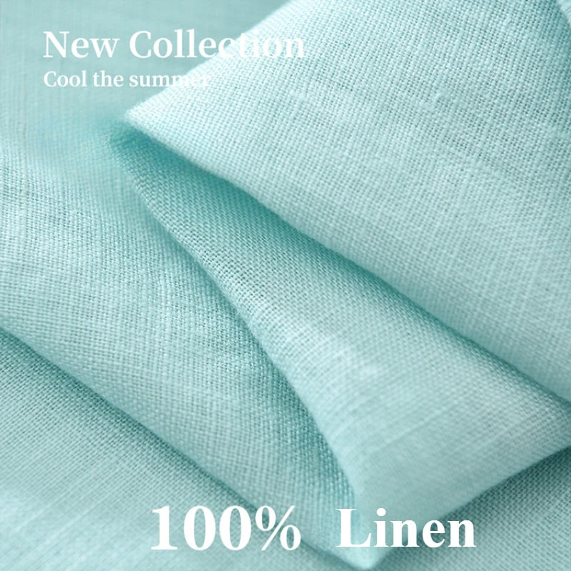 100% Linen Short Sleeve Shirt for Men Breathable Summer Casual Top Minimalist Loose Fit Button-Up Shirt  Natural Wrinkle Texture